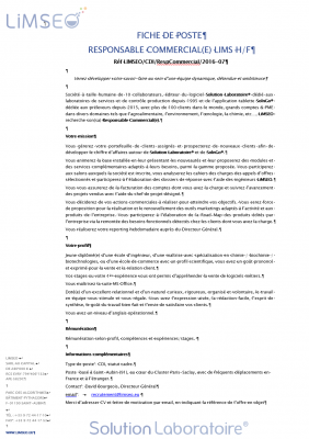 Fiche de poste - Responsable Commercial(e) - 2016-07